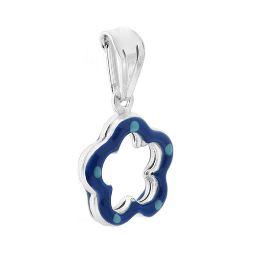 Anhänger für Jungen und Mädchen mit blau emaillierter Blume aus 925er Silber - MeinSchmuckShop