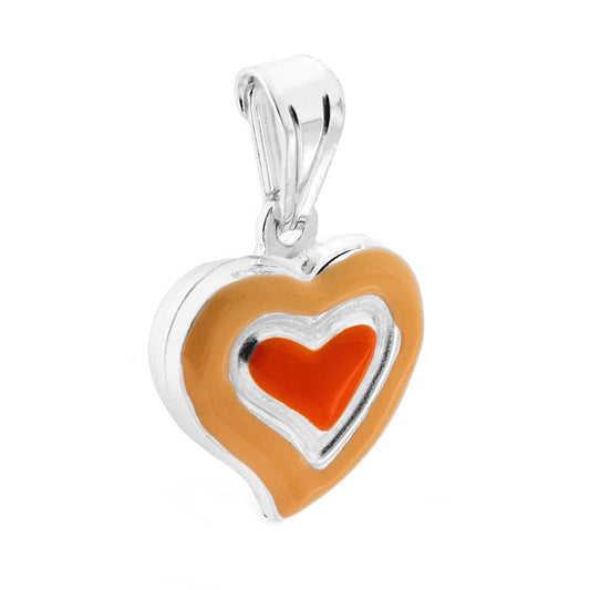 Anhänger für Jungen und Mädchen mit orange emailliertem Herz aus 925er Silber - MeinSchmuckShop