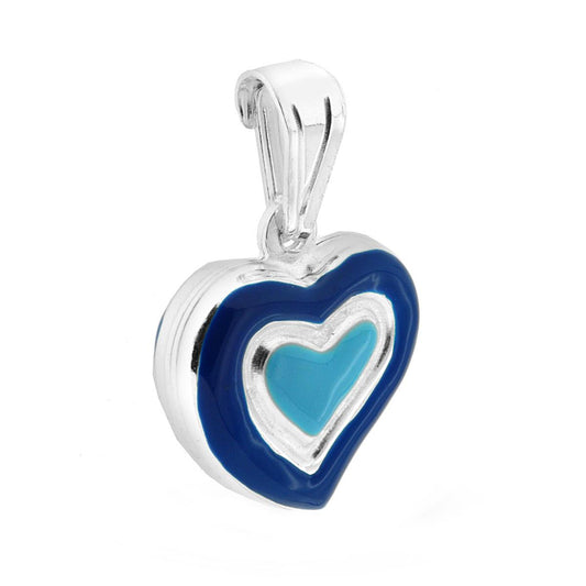 Anhänger für Jungen und Mädchen mit blau emailliertem Herz aus 925er Silber - MeinSchmuckShop