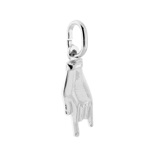 Anhänger Glücksbringer – Horn-Hand, 21 mm, aus 925er Silber, rhodiniert galvanisch - MeinSchmuckShop