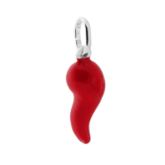Anhänger Glücksbringer Horn 21 mm mit roter Emaille aus Silber 925 - MeinSchmuckShop