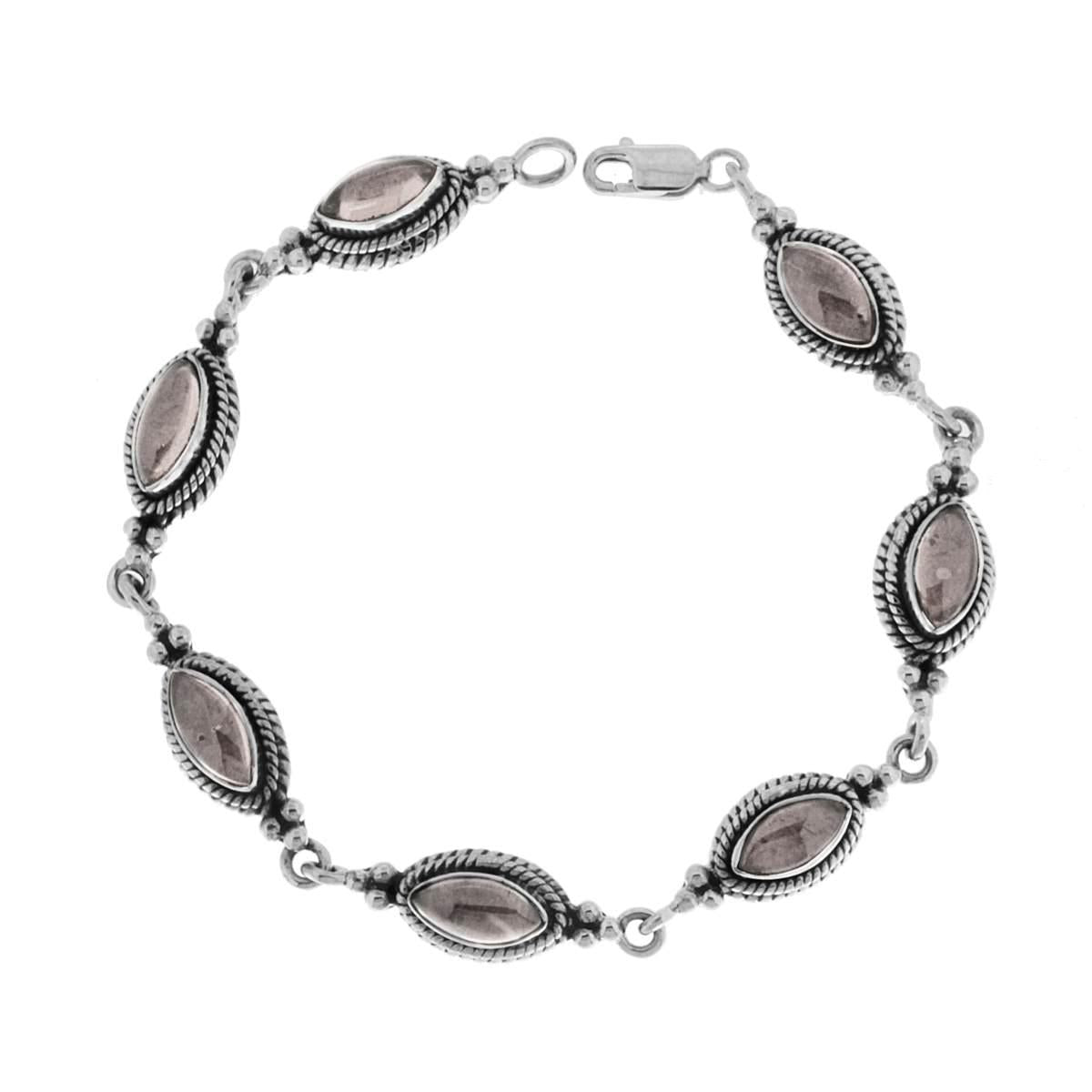 Thailändisches Ethno-Armband mit Rutilquarzsteinen aus 925er Silber - MeinSchmuckShop