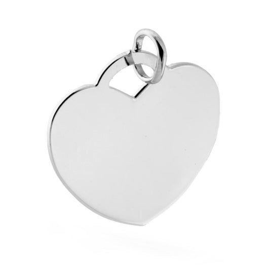 Herzförmiger Gravurplättchen-Medaillon-Anhänger, 27 mm, aus 925er Silber, rhodiniert (galvanisch) - MeinSchmuckShop