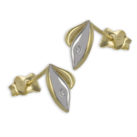 Ohrstecker Bicolor mit Zirkonia - Gold 333/000