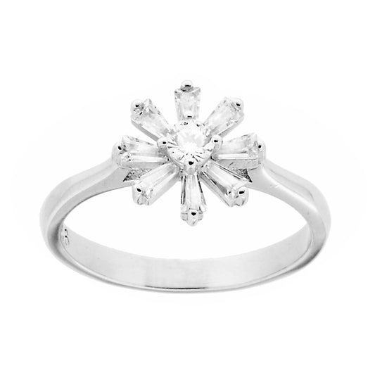 Ring mit weißen Cubic Zirconia im 925er Silber rhodiniert - MeinSchmuckShop