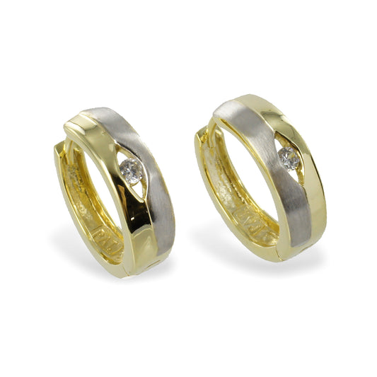 Klappcreolen 15mm mit Zirkonia - Gold 333/000