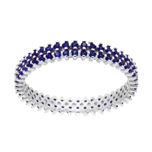 Ewigkeitsring Veretta mit kubischer Zirkonia Blau Saphir in 925er Silber rhodiniert - MeinSchmuckShop