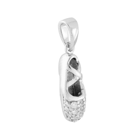 Anhänger Ballerina-Schuhchen mit weißen Cubic-Zirkonien aus 925er Silber rhodiniert - MeinSchmuckShop