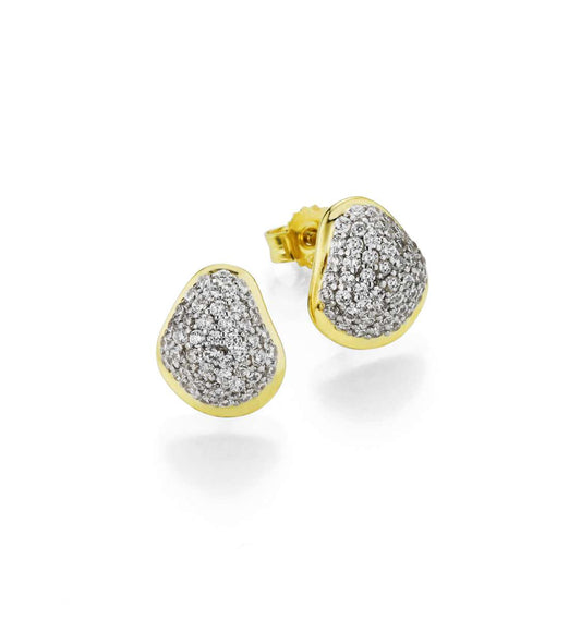 Ohrringe 333/- Gold rhodiniert (teil) 1,0cm Zirkonia