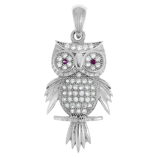 925/- Sterling Silber rhodiniert Motiv Eule
