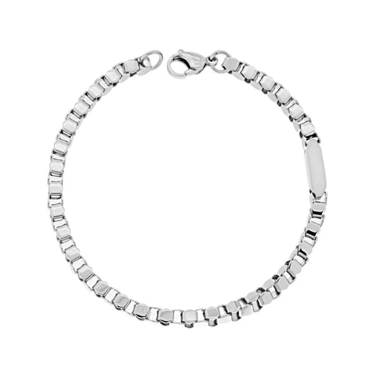 Venezianisches Gliederarmband mit Plakette aus Stahl - MeinSchmuckShop