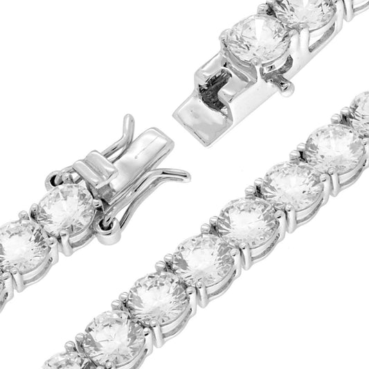 Tennisarmband, Länge 16 cm, mit Zirkonen 5 mm, weiße Steine, Silber 925, galvanisch Rhodium-beschichtet - MeinSchmuckShop