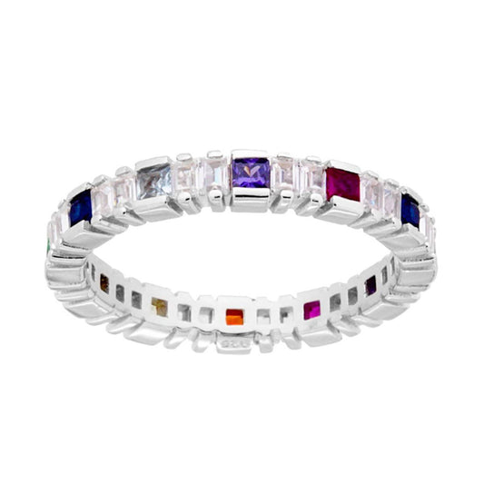 Riviera Eternity Ring mit multicolor Cubic Zirconia in 925er Silber rhodiniert - MeinSchmuckShop