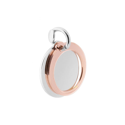 Runder Anhänger mit doppelter Plättchen in Rosa aus 925er Silber, galvanisch rhodiniert - MeinSchmuckShop
