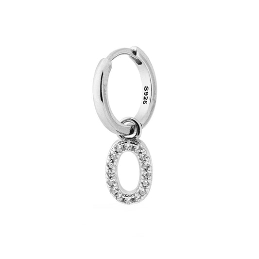 Creolen-Kreisformat-Creole mit Null-Nummer Anhänger, weiße Zirkone, aus 925er Silber, galvanisch rhodiniert - MeinSchmuckShop