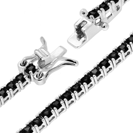 Tennisarmband Griffe cm 18 mit Zirkonen 2,5 mm Schwarz in Silber 925 Rhodium-Beschichtung - MeinSchmuckShop
