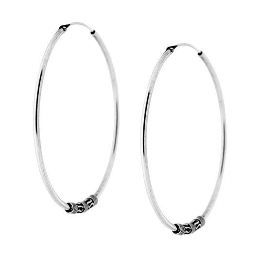 Ohrringe in Kreisform mit ethnischem Muster, 1,2 mm × 40 mm, Silber 925 - MeinSchmuckShop