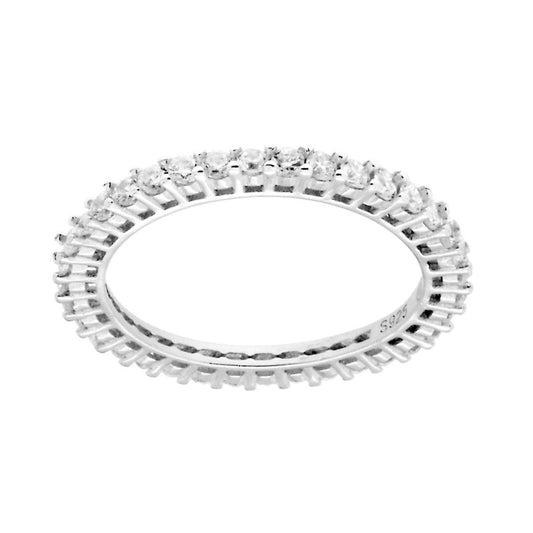 Eternity-Veretta-Ring mit umlaufenden weißen Cubic-Zirkonien, 2 mm, in 925er Silber, rhodiniert - MeinSchmuckShop