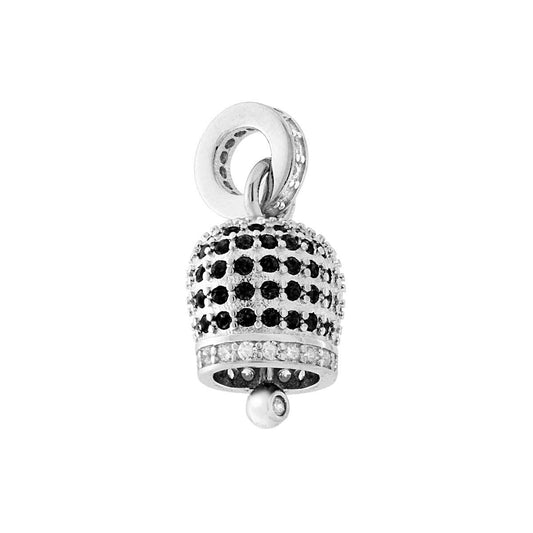 Anhänger in Glockenform mit schwarzen und weißen Zirkonen aus Silber 925, rhodiniert. - MeinSchmuckShop