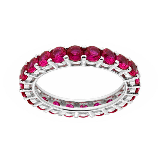 Eternity-Ring Veretta a giro mit Cubic Zirconia Rubinrot, 3 mm, aus Silber 925, rhodiniert - MeinSchmuckShop