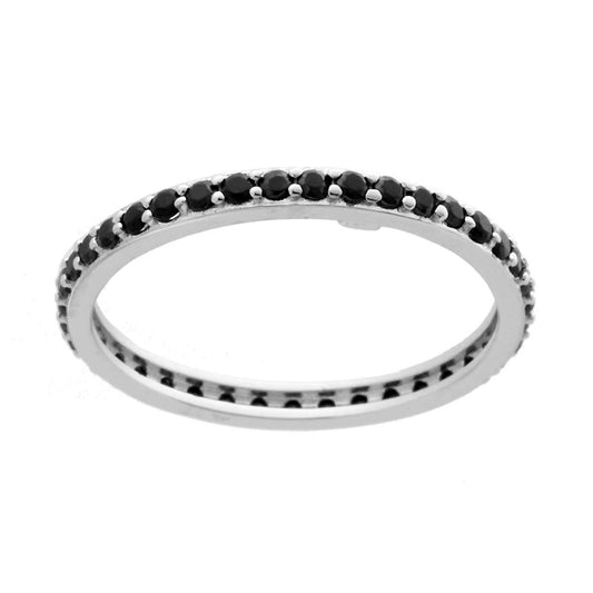 Eternity-Veretta-Ring mit schwarzen Cubic Zirconia aus 925er Silber, rhodiniert. - MeinSchmuckShop