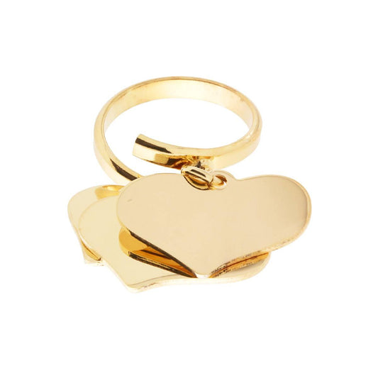 Ring Amore Love mit drei hängenden Herzen, Durchmesser 23 mm, in Silber 925, Goldgalvanik - MeinSchmuckShop
