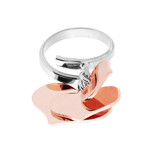 Ring Liebe mit drei rosa hängenden Herzen, glatt, Ø 14 mm, Ø 18 mm, Ø 23 mm, in Silber 925, rhodiniert - MeinSchmuckShop