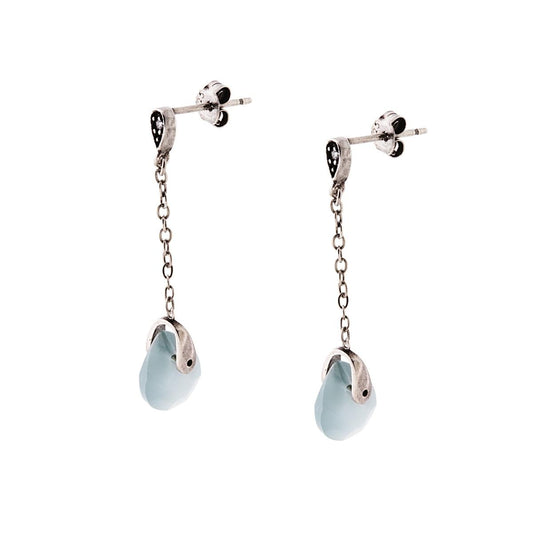 Ethnische hängende Ohrringe mit natürlichem Chalcedon-Tropfen aus Silber 925 - MeinSchmuckShop