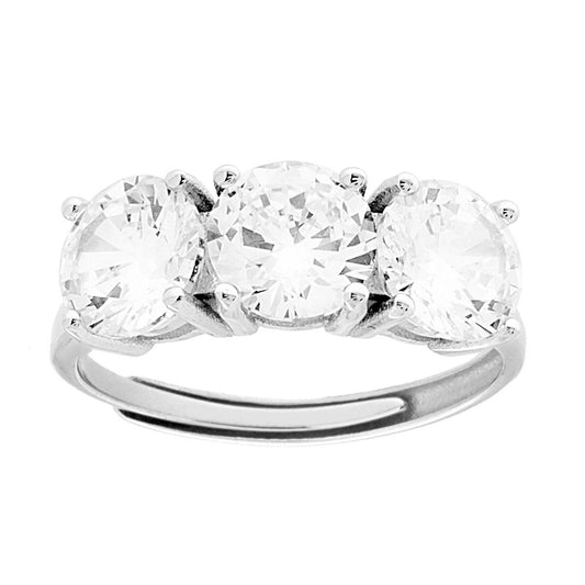 Ring Trilogie mit Cubic Zirconia Weiß, Größe 7, in Silber 925, rhodiniert. - MeinSchmuckShop