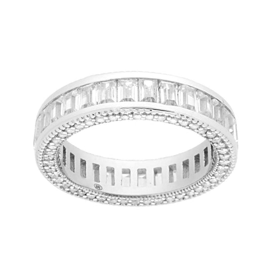 Eternity-Veretta-Ring mit weißen Cubic-Zirkonien, Baguette-Schliff, aus Silber 925 rhodiniert - MeinSchmuckShop