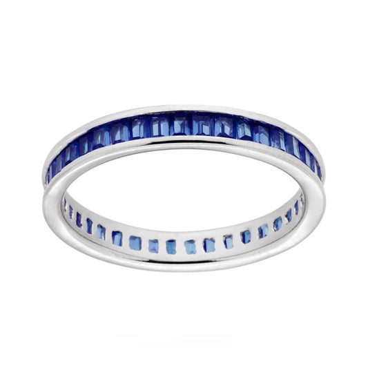 Ring Eternity Veretta mit Cubic Zirconia Saphire-Baguette-Schliff, Silber 925 rhodiniert - MeinSchmuckShop