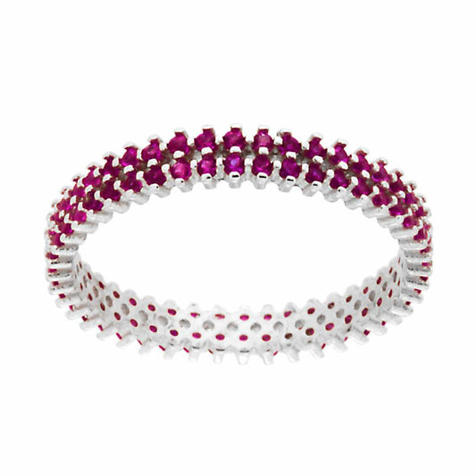 Eternity-Veretta mit rubinrotem Cubic Zirconia aus 925er Silber, rhodiniert - MeinSchmuckShop