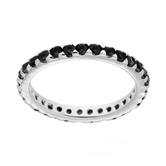 Eternity-Veretta-Ring mit Cubic Zirconia, schwarz, 2 mm, aus 925er Silber, rhodiniert - MeinSchmuckShop