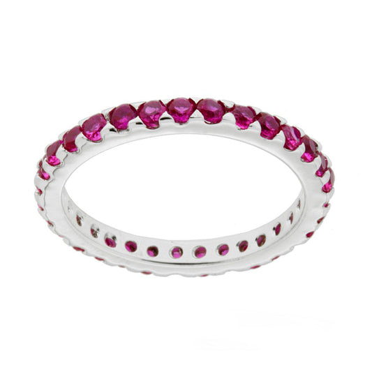 Eternity-Veretta mit Cubic Zirconia Rubinrot, 2 mm Breite, Silber 925 mit Rhodium-Beschichtung - MeinSchmuckShop