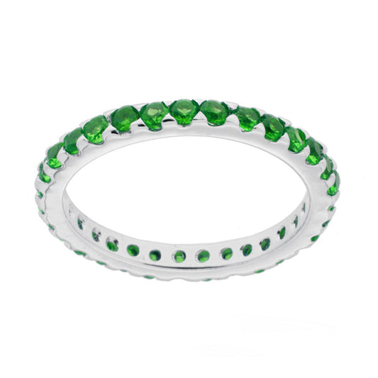 Eternity-Veretta mit Cubic Zirconia Smaragdgrün 2 mm aus Silber 925 Rhodium-beschichtet - MeinSchmuckShop