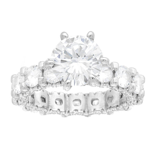 Solitärring mit weißem Cubic-Zirconia, Eternity-Modell, aus Silber 925, rhodiniert - MeinSchmuckShop