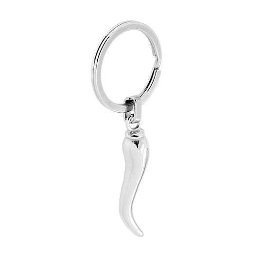 Schlüsselanhänger für Herren und Damen, mit Ring, Glücksbringer-Motiv in Hornform aus Edelstahl - MeinSchmuckShop