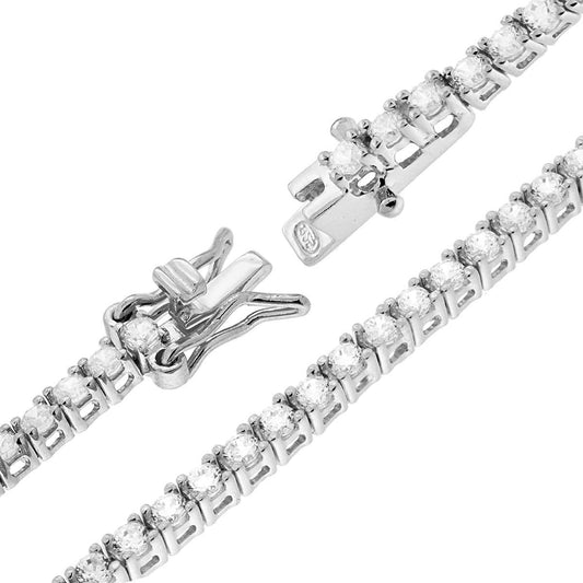 Tennisarmband Griffe 21 cm mit Zirkonia 2 mm Weiß in Silber 925 Galvanik Rhodium - MeinSchmuckShop