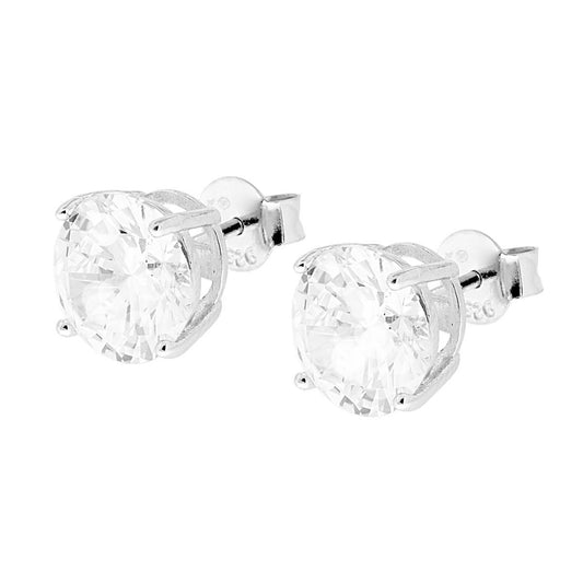 Ohrringe rundes Punto-Luce mit weißem Zirkon, 9 mm, aus 925er Silber, rhodiniert - MeinSchmuckShop