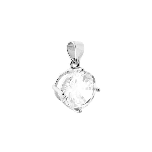 Punto Luce-Anhänger, 4 Krappen, 9 mm, mit weißem runden Zirkon, aus 925er Silber, rhodiniert - MeinSchmuckShop