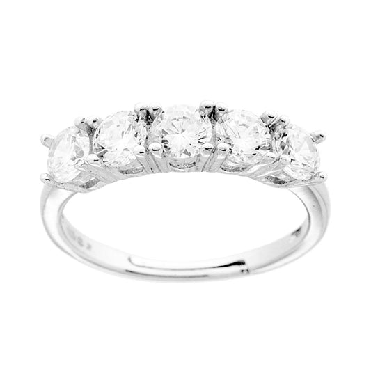 Veretta-Ring mit weißen Cubic-Zirconia, 4 mm, aus 925er Silber, galvanisch rhodiniert. - MeinSchmuckShop