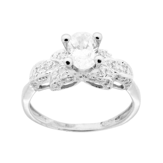 Solitärring mit weißem Cubic Zirconia aus 925er Silber, rhodiniert galvanisch. - MeinSchmuckShop