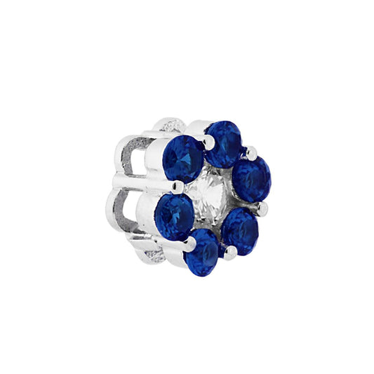 Anhänger Blume mit Blütenblättern blauer Zirkone, Saphir und zentralem weißen Zirkon aus 925er Silber rhodiniert. - MeinSchmuckShop