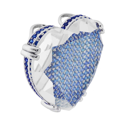 Herzanhänger mit blauen Zirkonen und Saphiren aus 925er Silber, rhodiniert. - MeinSchmuckShop
