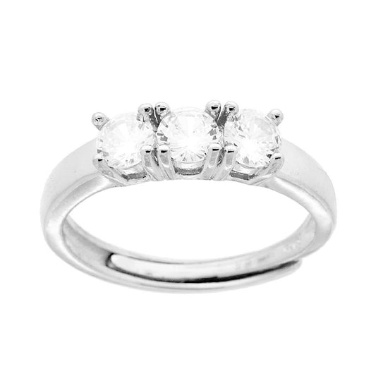Anello Trilogy mit Cubic Zirconia Weiß, 4 mm, in Silber 925 galvanisch rhodiniert - MeinSchmuckShop