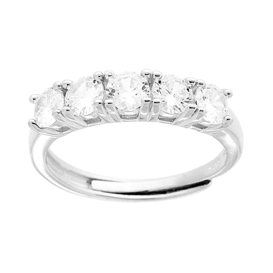 Veretta-Ring mit weißen Cubic-Zirconia, 4 mm, Silber 925, rhodiniert - MeinSchmuckShop