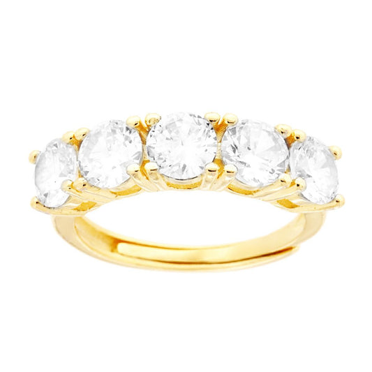 Veretta-Ring mit weißen Zirkonien, 5 mm, Silber 925, galvanisch vergoldet - MeinSchmuckShop