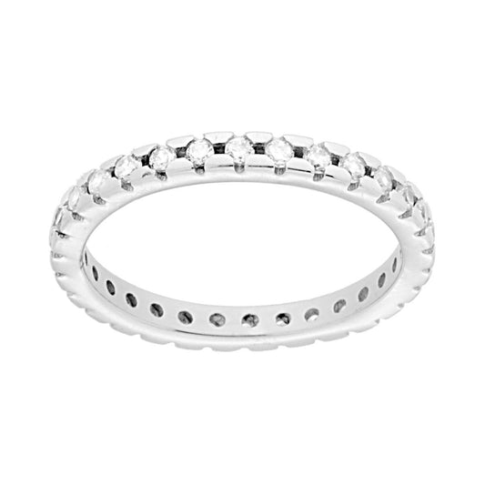 Eternity-Veretta-Ring mit weißen Zirkonen, 2 mm, aus 925er Silber, rhodiniert. - MeinSchmuckShop