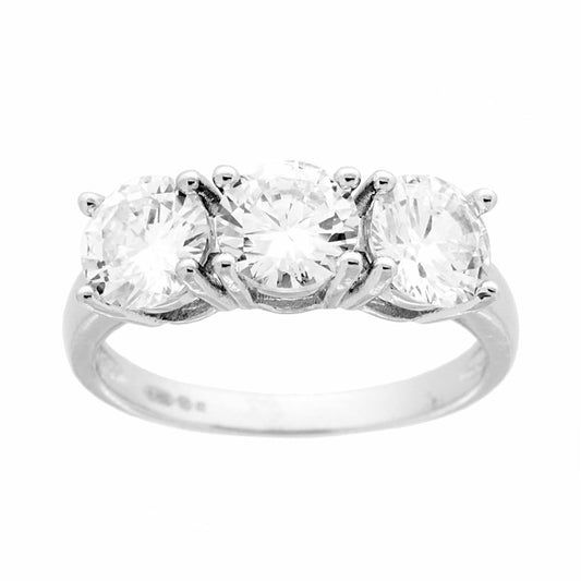 Trilogie-Ring mit Cubic Zirconia Weiß Ø 6 mm Silber 925 rhodiniert - MeinSchmuckShop