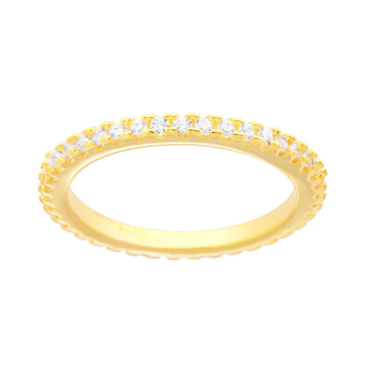 Eternity-Ring, Rundband mit weißen Cubic Zirconia, Silber 925, vergoldet - MeinSchmuckShop